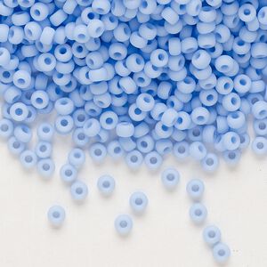 Seed bead, Miyuki, glass, pkg/250g, #8 rocaille, opaque matte agate blue, (RR-494F).
