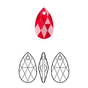 Drop 144pk light Siam, Swarovski&reg; 16x9mm pendant pear 6106