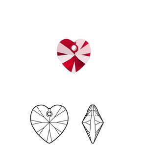 Drop 24pk Siam, Crystal Passions&reg; 10mm pendant heart 6228