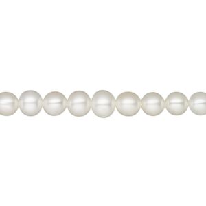 Pearl, White Lotus&trade;, cultured freshwater (bleached), white, 5-5.5mm semi-round, B+ grade, Mohs hardness 2-1/2 to 4. Sold per 15-1/2" to 16" strand.