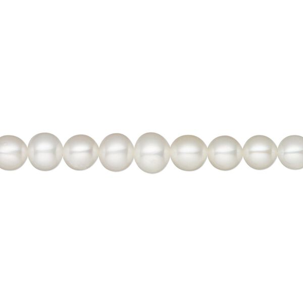 Pearl, White Lotus&trade;, cultured freshwater (bleached), white, 5-5.5mm semi-round, B+ grade, Mohs hardness 2-1/2 to 4. Sold per 15-1/2" to 16" strand. image number 0