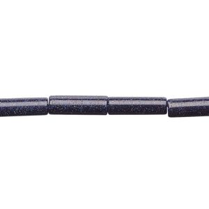 Bead, blue goldstone (glass) (man-made), 13x4mm round tube. Sold per 15-1/2" to 16" strand.