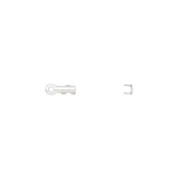 Cord end fold-over 1pkg500 silver-plated, 7x2mm tube / 1.5mm inside diameter, brass image number 0
