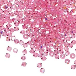 Bead 144pk rose AB, Preciosa Czech crystal 3mm bicone