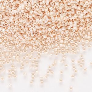 Seed bead, Delica&reg;, glass, pkg/7.5g, #11 round, opaque glazed luster light peach (DB-1532-1).
