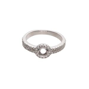 Ring, Almost Instant Jewelry&reg;, cubic zirconia and rhodium-plated sterling silver, clear, 7.5mm wide with open back and PP31 or SS16 glue-in setting, size 7. Sold individually.