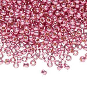 Seed bead, TOHO BEADS&reg;, glass, pkg/7.5g, #8 round, opaque galvanized PermaFinish pink lilac (TR-08-PF553).
