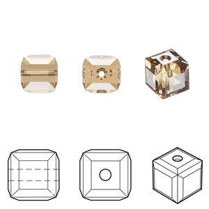 Bead 96pk light Colorado topaz, Swarovski&reg; 8mm cube 5601