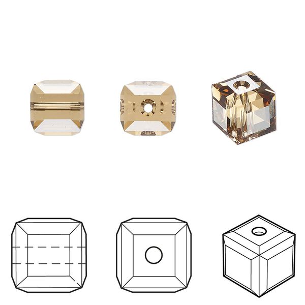 Bead 96pk light Colorado topaz, Swarovski&reg; 8mm cube 5601 image number 0