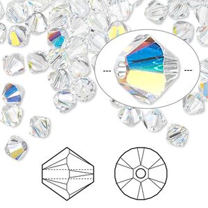 Bead 720pk crystal AB, Swarovski&reg; 5mm XILION bicone 5328
