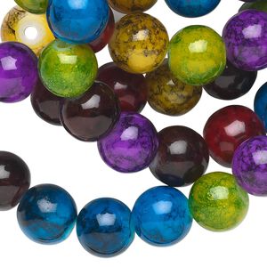 Bead, glass, jewel tones, 10mm round. Sold per 36-inch strand.