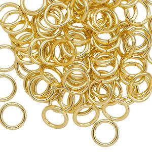 Jump ring 1pkg100 aluminum, 8mm round, 16 gauge / 5.4mm inside diameter / gold