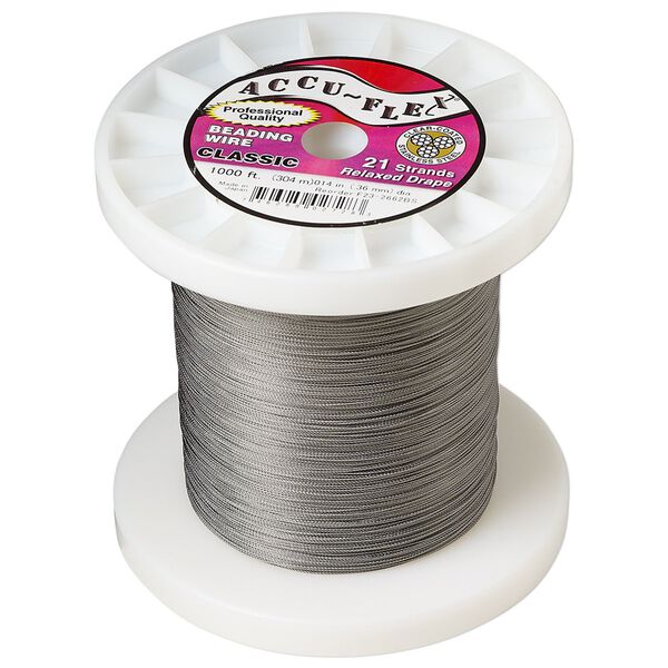 Beading wire, Accu-Flex&reg;, nylon and stainless steel, clear, 21 strand, 0.014-inch diameter. Sold per 1,000-foot spool. image number 0