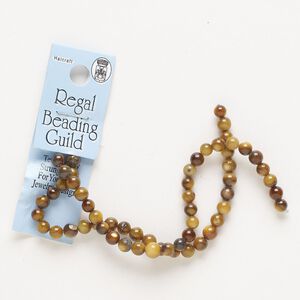 Mother-of-pearl shell 1pkg1, round bead 12 inch brown 5-6mm