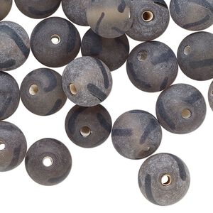 Bead, lampworked glass, opaque dark grey, 10mm round. Sold per 2-ounce pkg, approximately 40 beads.