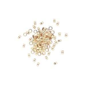 Crimp 1pkg100 14Kt gold-filled, 2x1mm smooth round tube / 1.25mm inside diameter