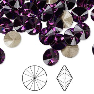 Chaton 144pk amethyst foil back, Swarovski&reg; 8.16-8.41mm rivoli SS39 1122