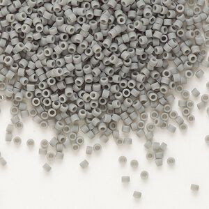 Seed bead, Delica&reg;, glass, pkg/50g, #11 round, opaque matte grey (DB-0761).