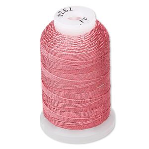 Thread, Purely Silk&trade;, 3-ply, coral, size FF. Sold per 115-yard spool.