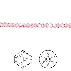 Bead 48pk light rose AB, Crystal Passions&reg; 3mm bicone 5328