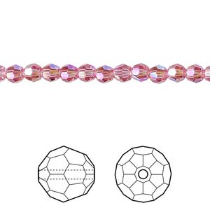 Bead 12pk rose shimmer, Crystal Passions&reg; 4mm round 5000