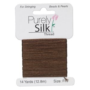 Thread, Purely Silk&trade;, chestnut, size FFF. Sold per 14-yard card.