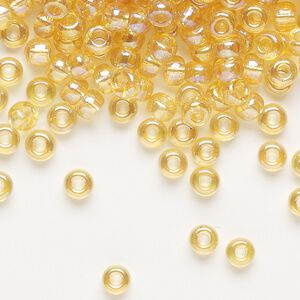 Seed bead, Miyuki, glass, pkg/250g, #6 rocaille, translucent rainbow light topaz (RR-251).