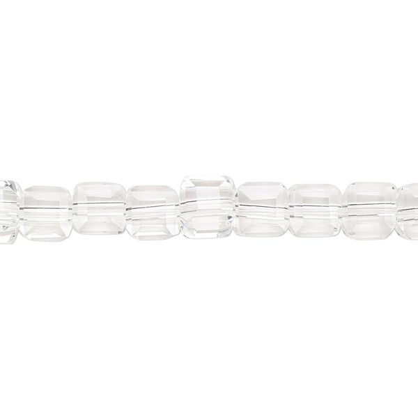 Bead 1pk 18 facets transparent clear, Celestial Crystal&reg; 6mm cube 15.5-16 inch image number 0