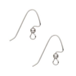 Ear wire, stainless steel, 18mm perfect balance angular fishhook and 3mm ball with open loop, 21 gauge. Sold per pkg of 50 pairs.