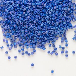 Seed bead, Delica&reg;, glass, pkg/250g, #11 round, opaque matte rainbow cobalt (DB-0880).
