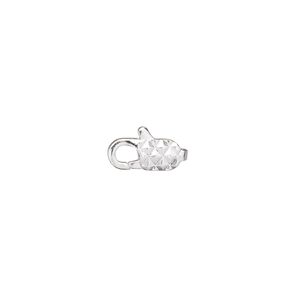 Clasp lobster claw 1pkg100 silver-plated, 11x5mm, brass 1-strand