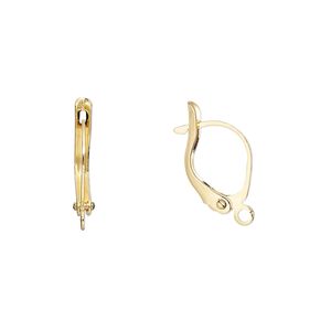 Ear wire leverback 1pkg100 gold-plated, 17mm / open loop, brass 50 pair