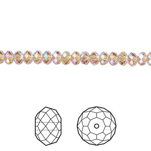 Bead 12pk light Colorado topaz shimmer 2X, Crystal Passions&reg; 4x3mm rondelle 5040