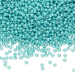 Seed bead, Preciosa Ornela Czech glass, pkg/50g, #11 rocaille, opaque rainbow seafoam green, (64130).