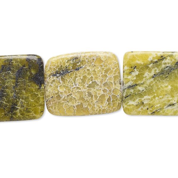 Yellow "turquoise" (serpentine with quartz) 1pkg1, flat square bead natural 8 inch 17x16mm-19x18mm image number 0