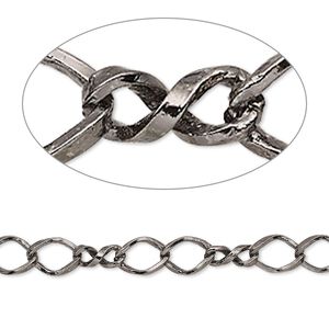 Chain 1pkg1 gunmetal-plated figure 8, 5mm double, brass 5 foot unfinished