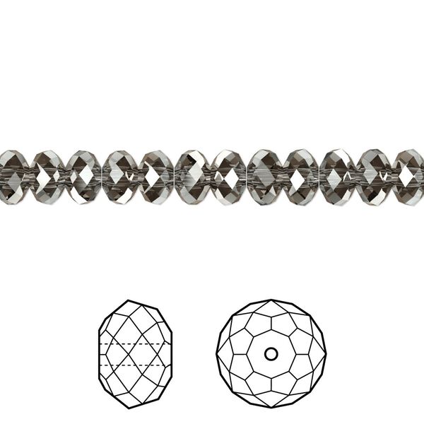 Bead 144pk crystal silver night, Crystal Passions&reg; 6x4mm rondelle 5040 image number 0