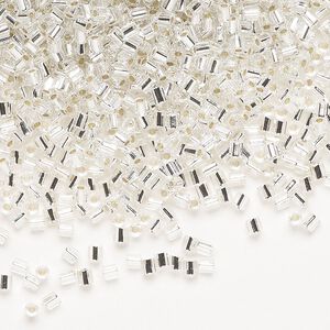 Seed bead, Miyuki, glass, pkg/50g, #11 2-cut hex, transparent silver-lined clear (HEX-660).