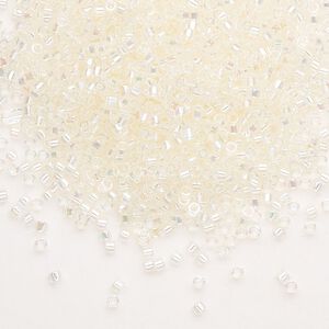 Seed bead, Delica&reg;, glass, pkg/7.5g, #11 round, translucent rainbow glazed luster crystal ivory (DB-0109).