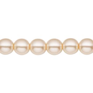 Bead, Czech pearl-coated glass druk, opaque champagne, 8mm round. Sold per 15-1/2" to 16" strand.