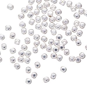 Bead 1pkg100 silver-plated, 3mm squared round, brass
