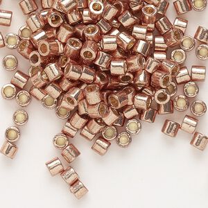 Seed bead, Delica&reg; 1pkg7.5g glass, #8 round, Duracoat&reg; opaque galvanized champagne / outside dyed (DBL-1834)