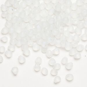 Seed bead, Miyuki, glass, pkg/250g, 4x3.4mm fringe, translucent matte rainbow clear (DP-131FR).