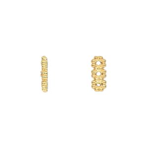 Spacer, gold-finished "pewter" (zinc-based alloy), 10x4mm 3-strand double-sided rectangle. Sold per pkg of 100.