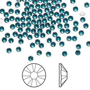 Flat back 1440pk blue zircon foil back, Swarovski&reg; 2.5-2.7mm rose round SS9 2058