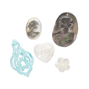 Drop mix, black lip shell / gold lip shell / mother-of-pearl shell (natural / bleached / dyed) 1pkg5, mixed colors, 19x11mm-48x46mm mixed shape.