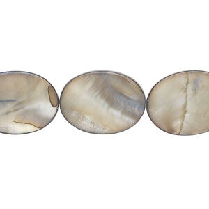 Mother-of-pearl shell 1pkg1, flat oval bead 15 inch blue steel 18x13mm-18x14mm