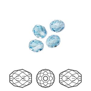 Bead 4pk aquamarine, Crystal Passions&reg; 7x6mm olive briolette 5044