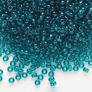 Seed bead, Dyna-Mites&trade;, glass, transparent teal blue, #8 round. Sold per 40-gram pkg.