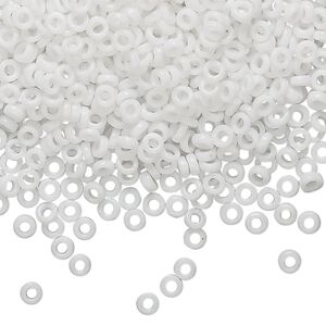 Seed bead, Miyuki, glass, pkg/250g, 3x1.3mm spacer rondelle, opaque white, (SPR3-402).